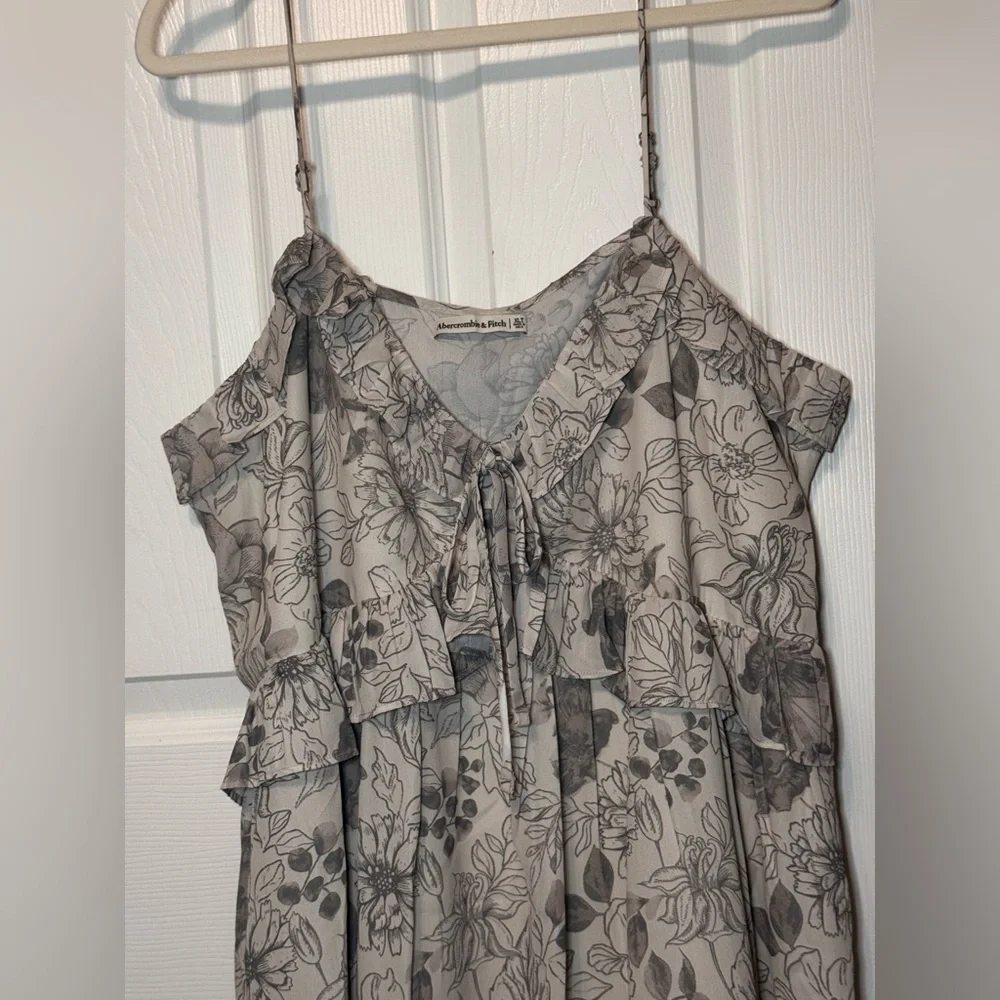 NWOT ⛅️ Abercrombie & Fitch Floral Ruffle Tie Mini Dress - Picture 3 of 9